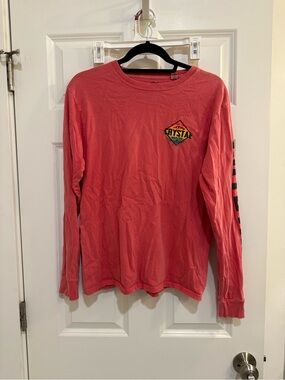 Blue 84 Coral-Red Long Sleeve Crewneck with Chest Patch